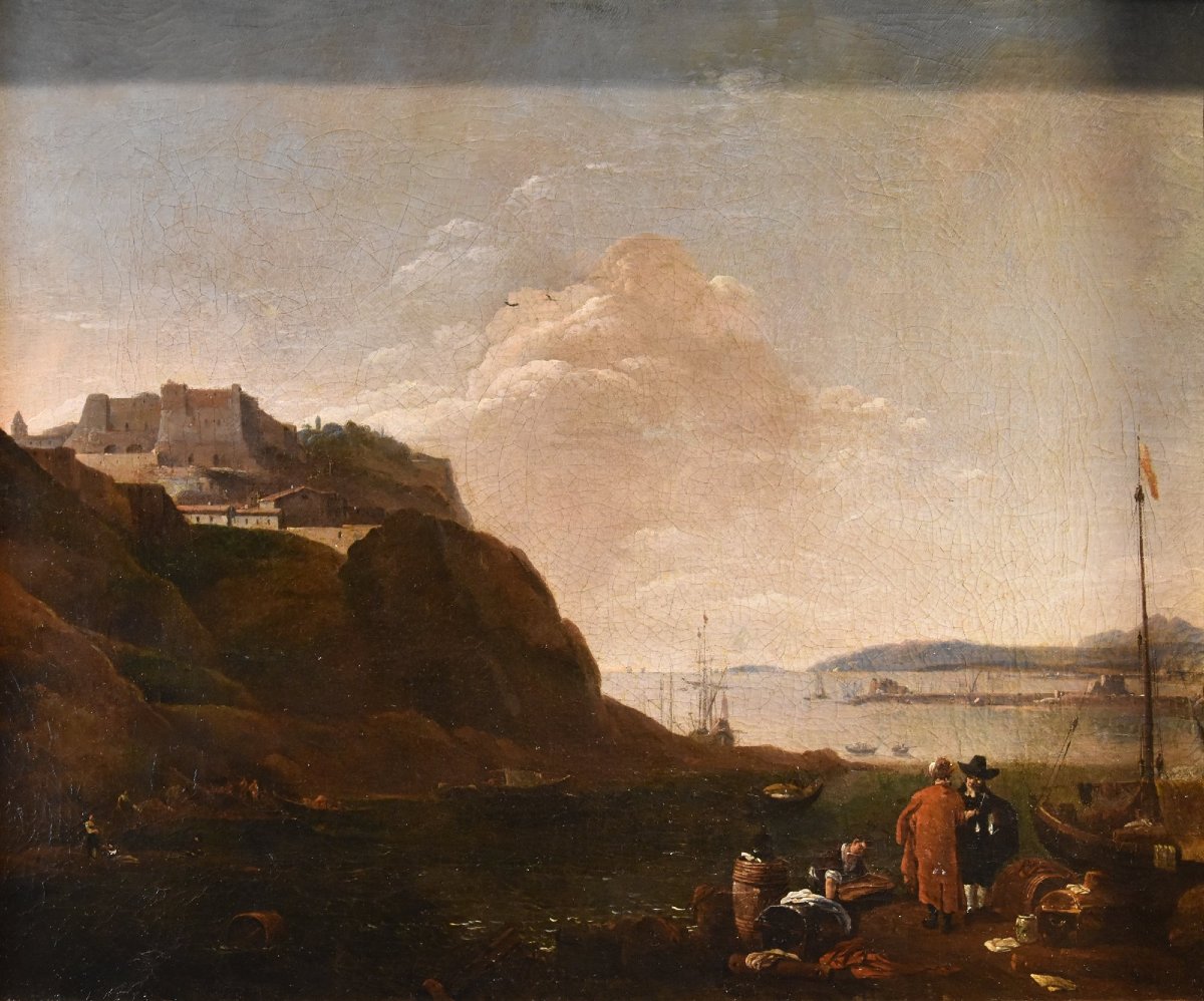 Thomas Wyck (1616 - 1677) Signé, Vue côtière de la Méditerranée-photo-3