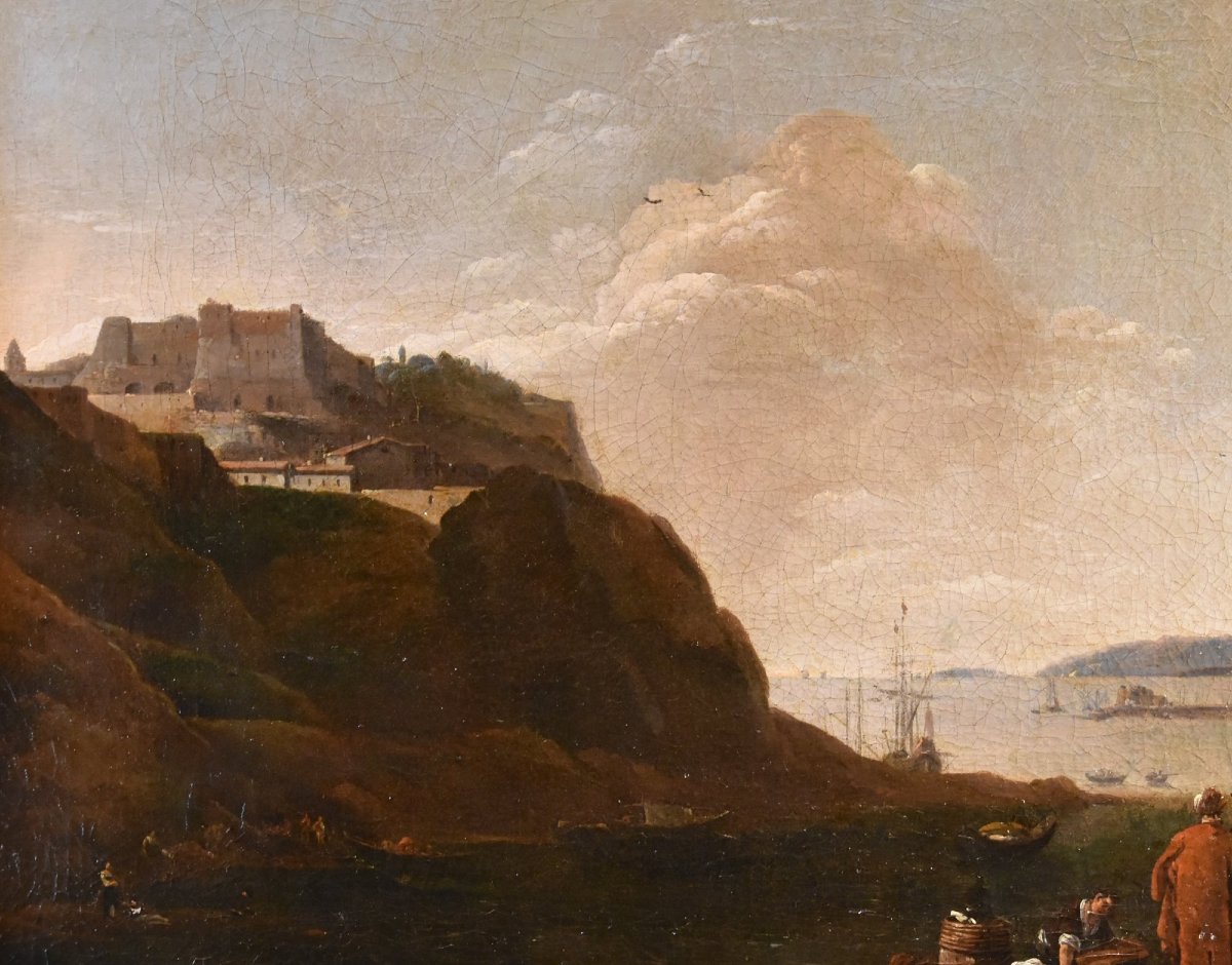 Thomas Wyck (1616 - 1677) Signé, Vue côtière de la Méditerranée-photo-2