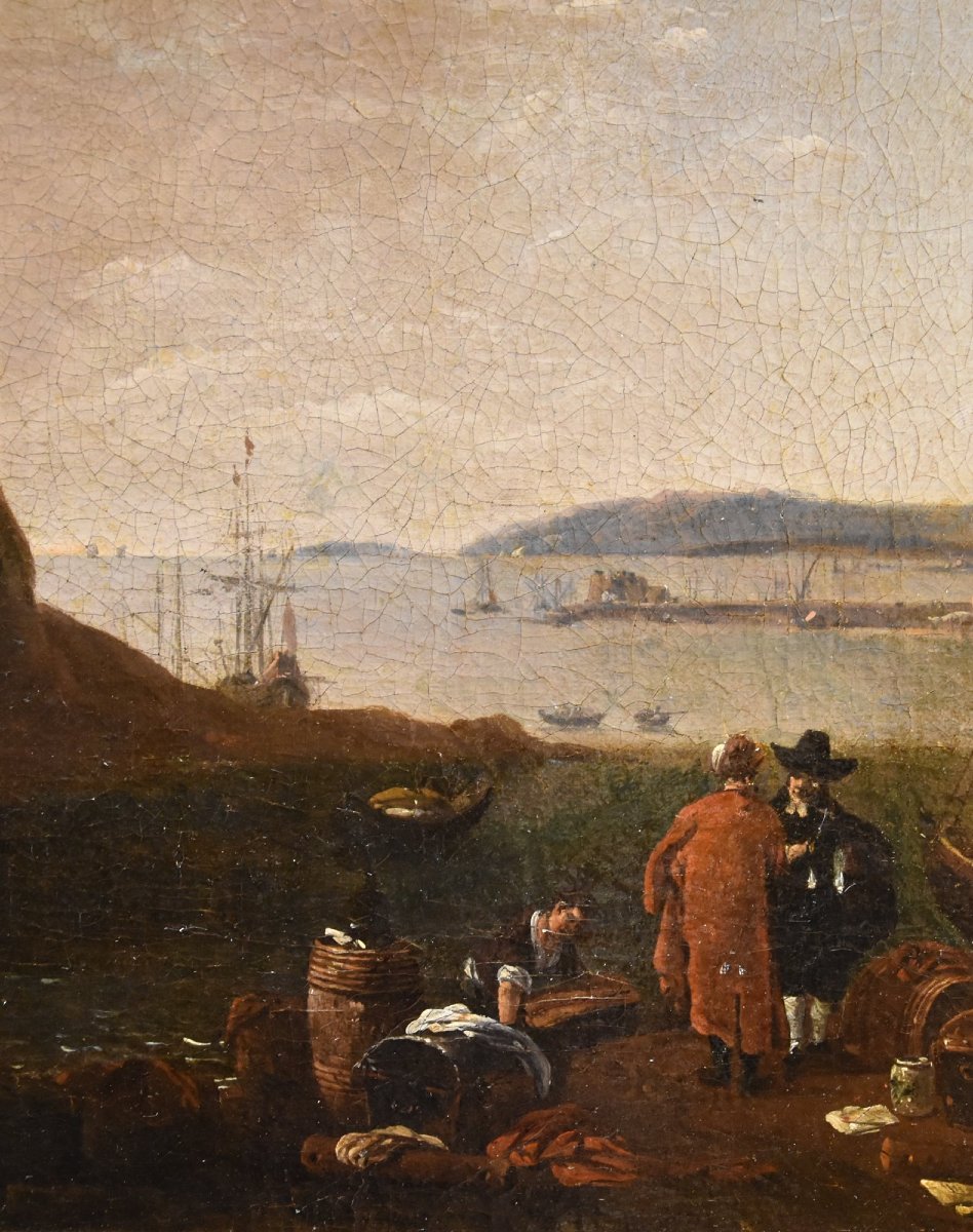 Thomas Wyck (1616 - 1677) Signé, Vue côtière de la Méditerranée-photo-3