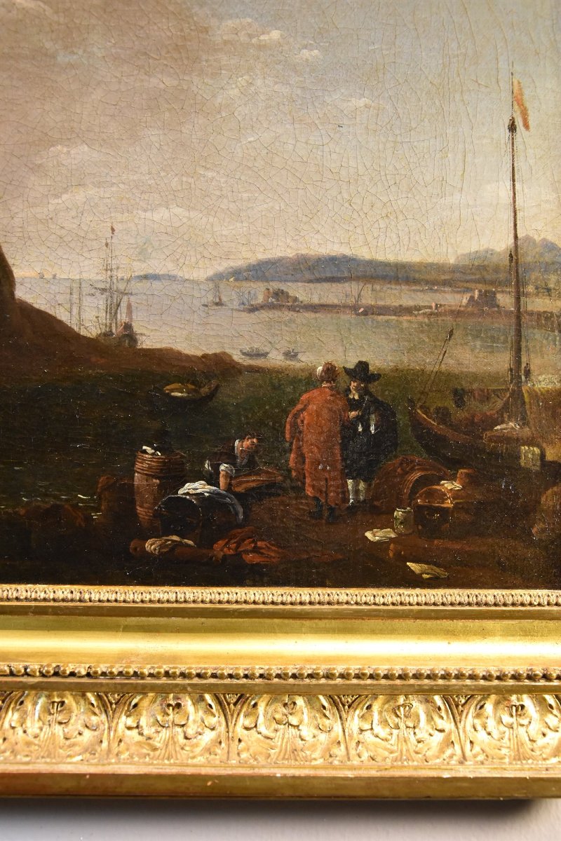 Thomas Wyck (1616 - 1677) Signé, Vue côtière de la Méditerranée-photo-4