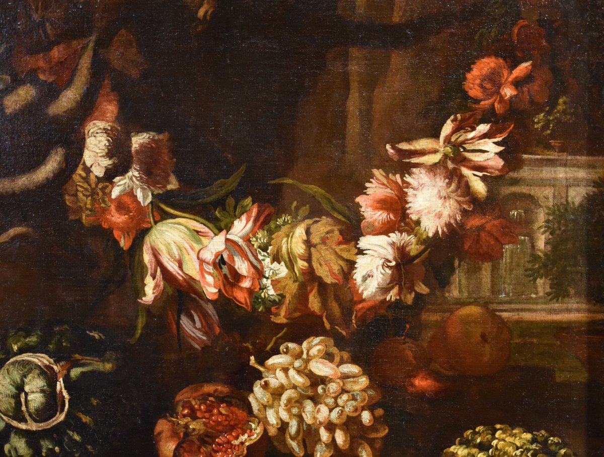 Still Life With A Garland Of Flowers And Fruit, Aniello Ascione (naples, Documented From 1680 To 1708)-photo-1