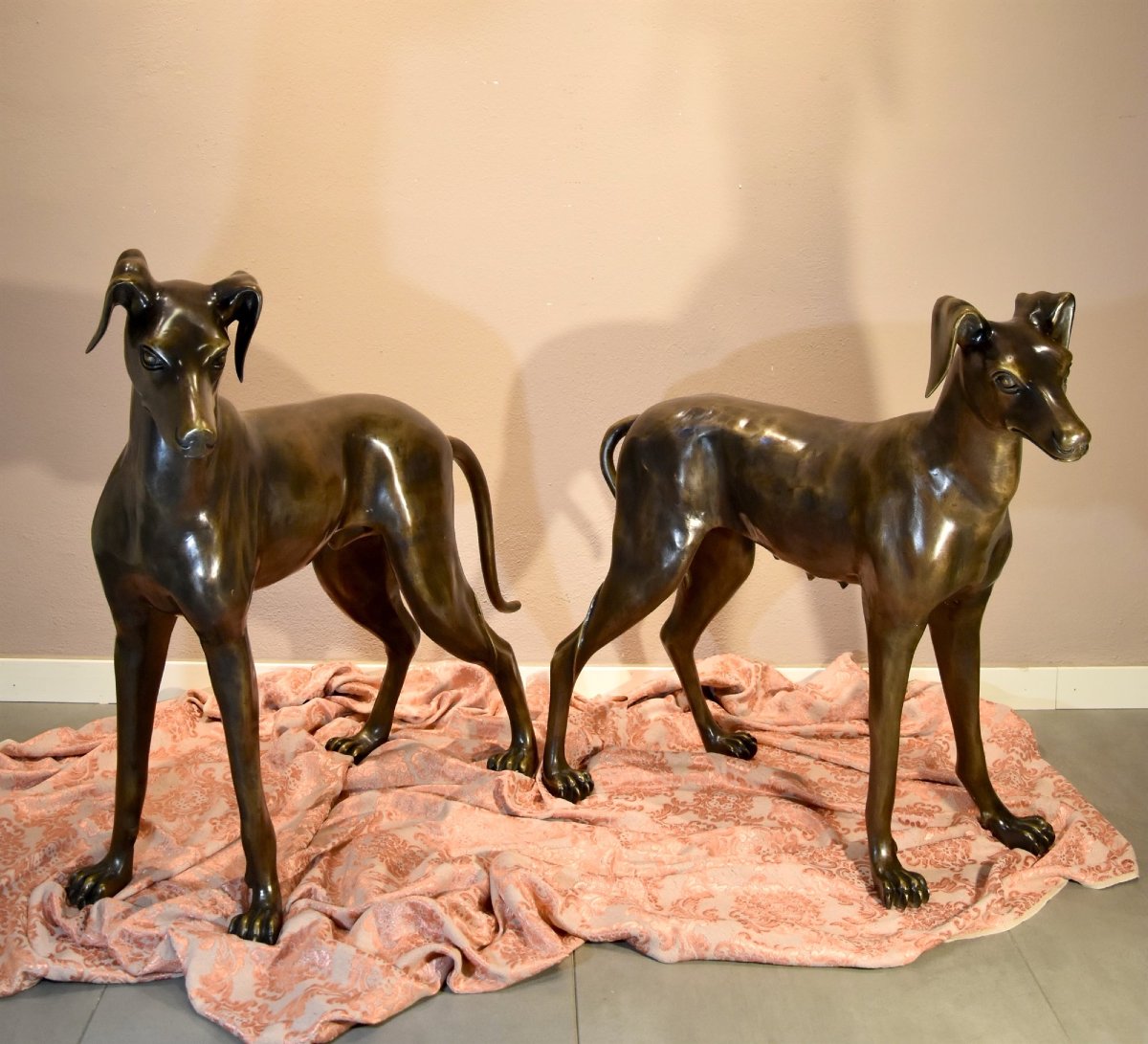 Pair Of Art Deco Bronze Greyhounds, France, 20th Century-photo-2