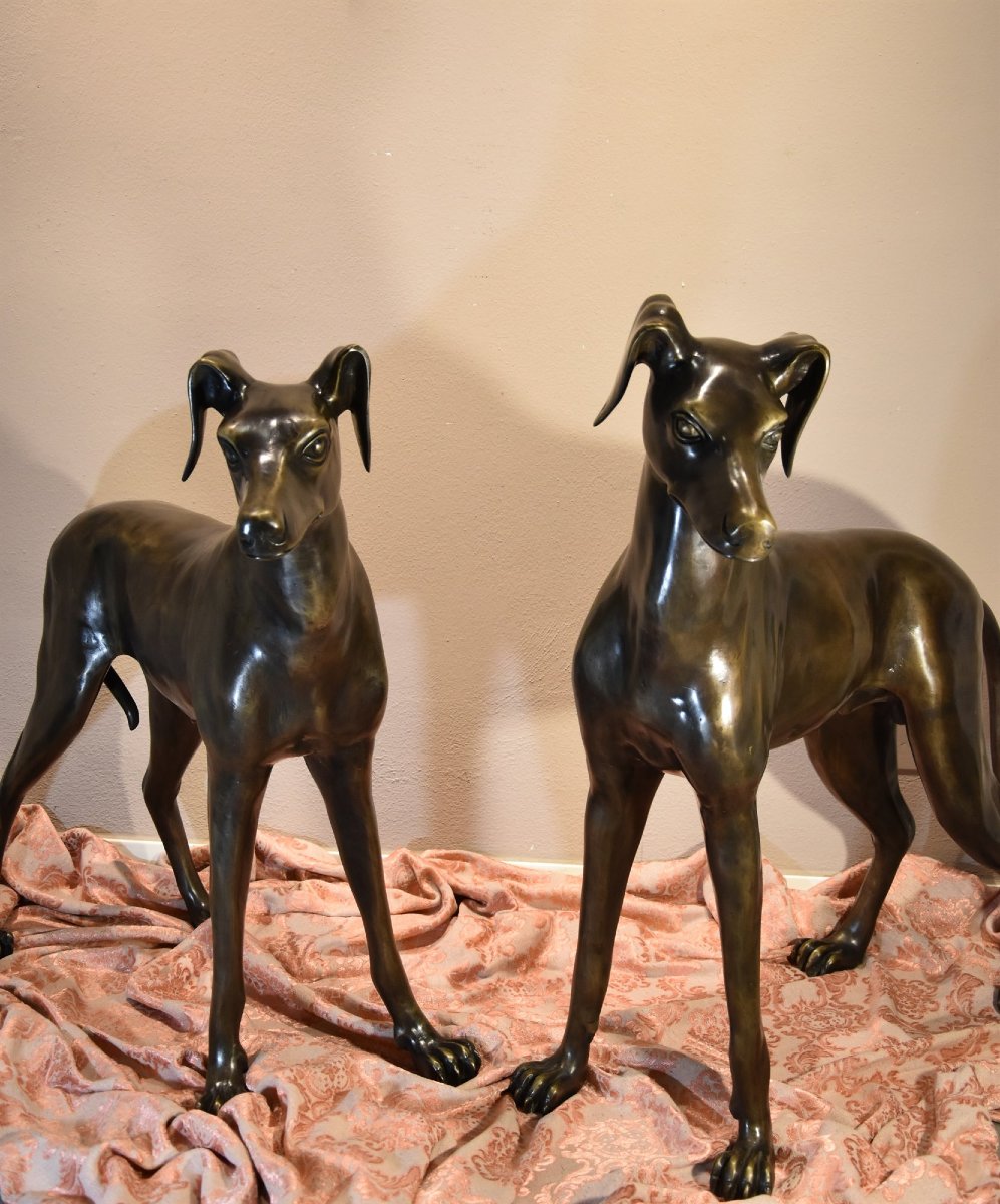 Pair Of Art Deco Bronze Greyhounds, France, 20th Century-photo-4