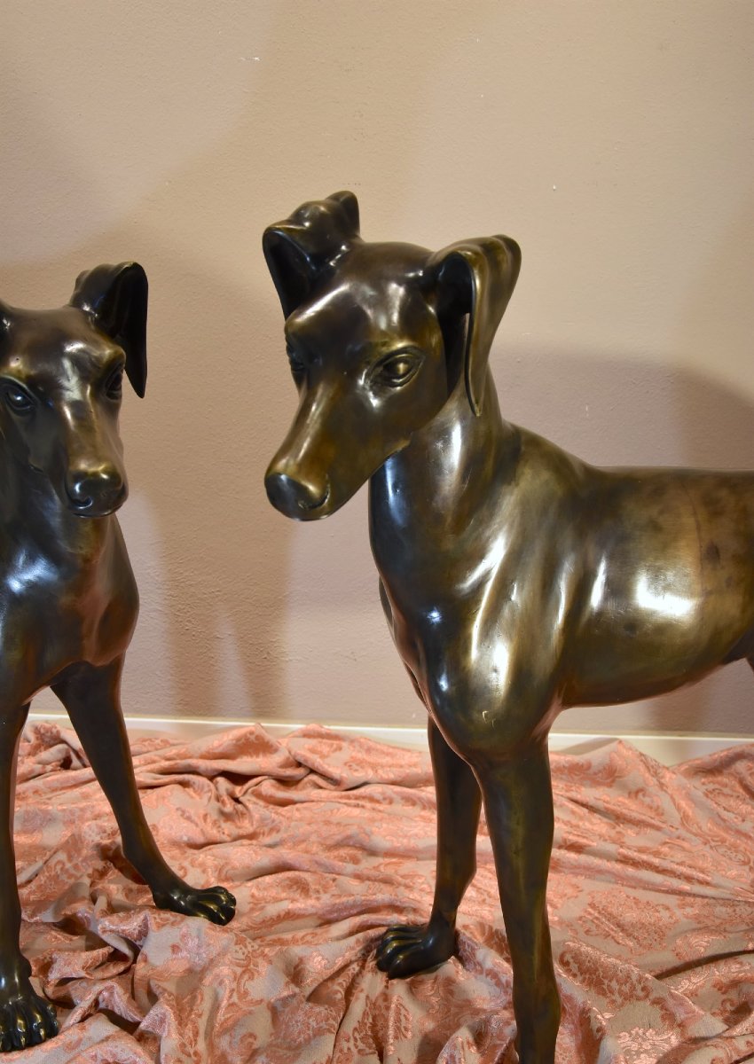 Pair Of Art Deco Bronze Greyhounds, France, 20th Century-photo-5