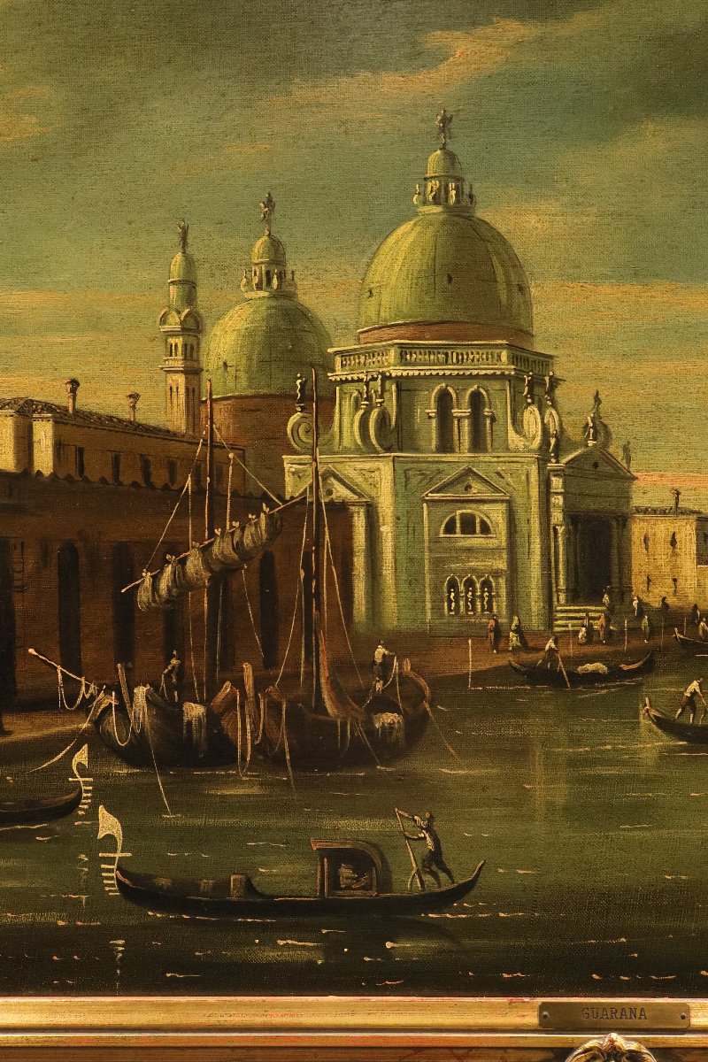 Vue de Venise avec l'embouchure du Grand Canal, F. Guarana (signé en bas à droite)-photo-4
