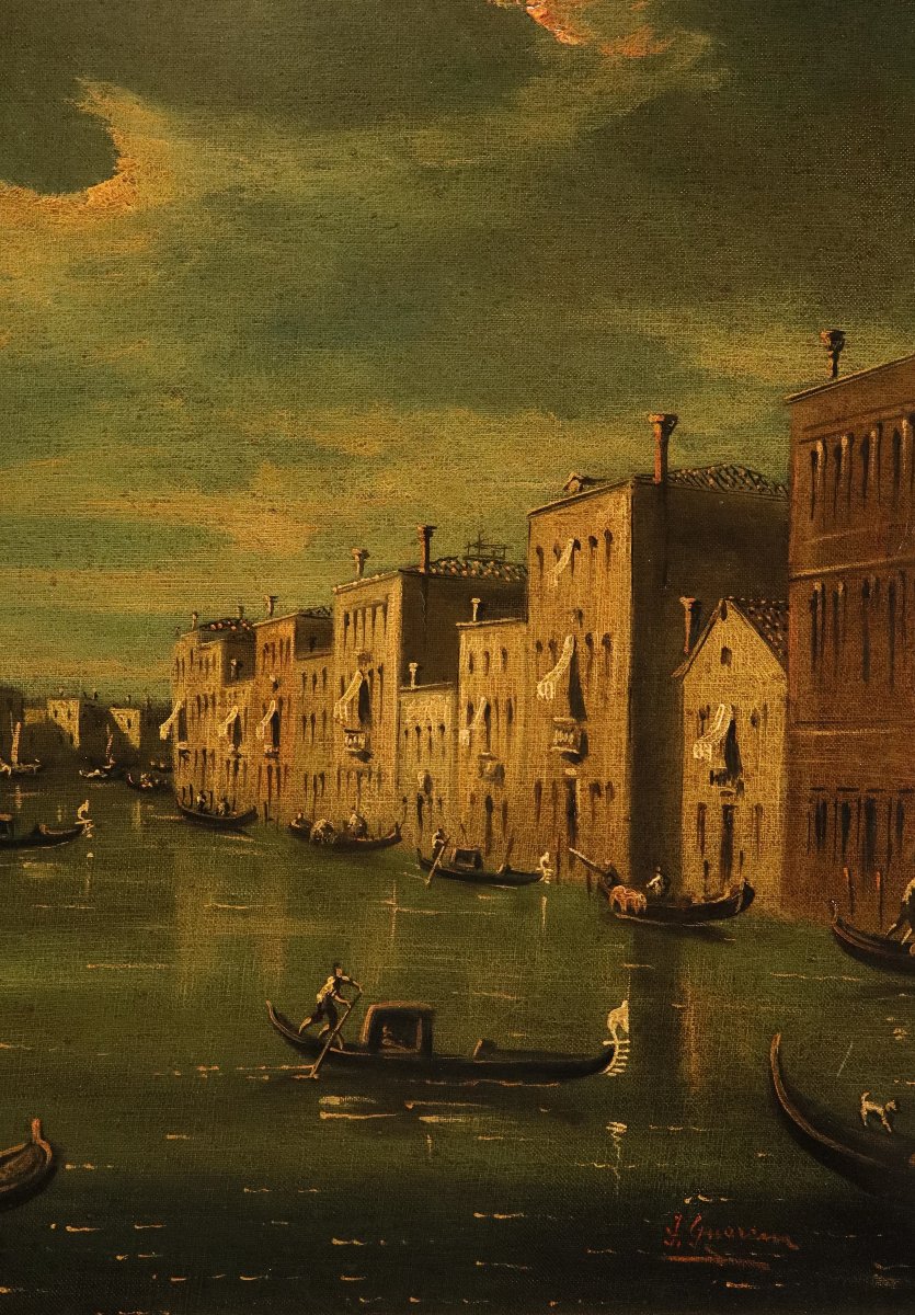 Vue de Venise avec l'embouchure du Grand Canal, F. Guarana (signé en bas à droite)-photo-3