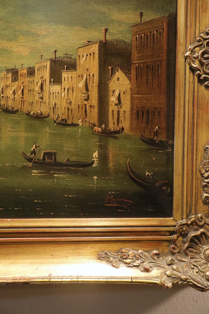 Vue de Venise avec l'embouchure du Grand Canal, F. Guarana (signé en bas à droite)-photo-4