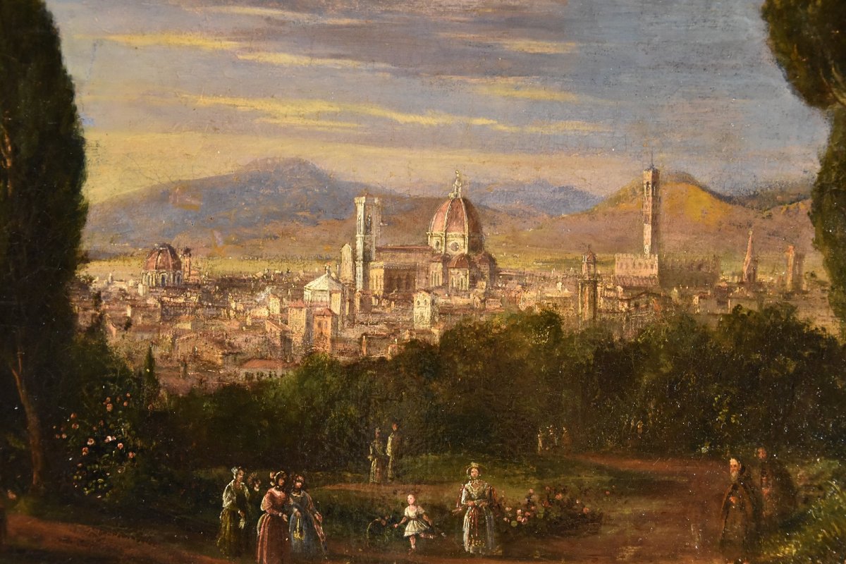Vue panoramique de Florence, Peintre paysagiste du XVIIIe-XIXe siècle-photo-4