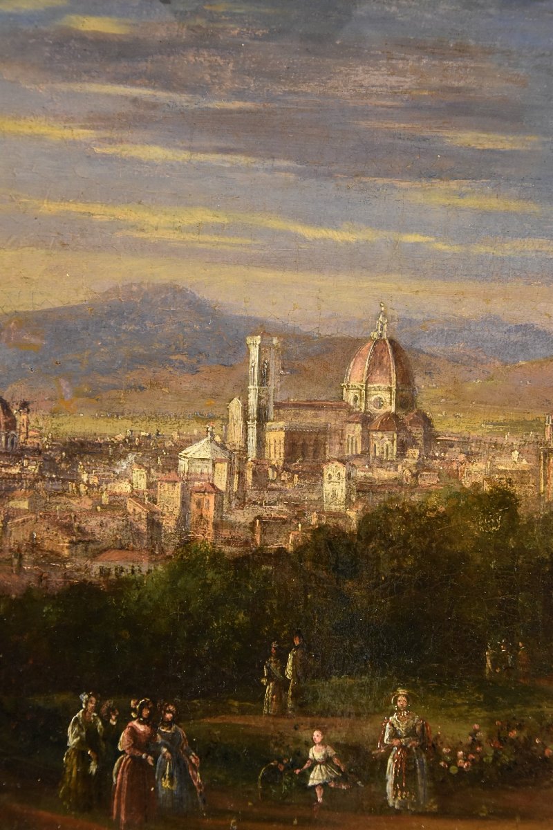 Vue panoramique de Florence, Peintre paysagiste du XVIIIe-XIXe siècle-photo-3