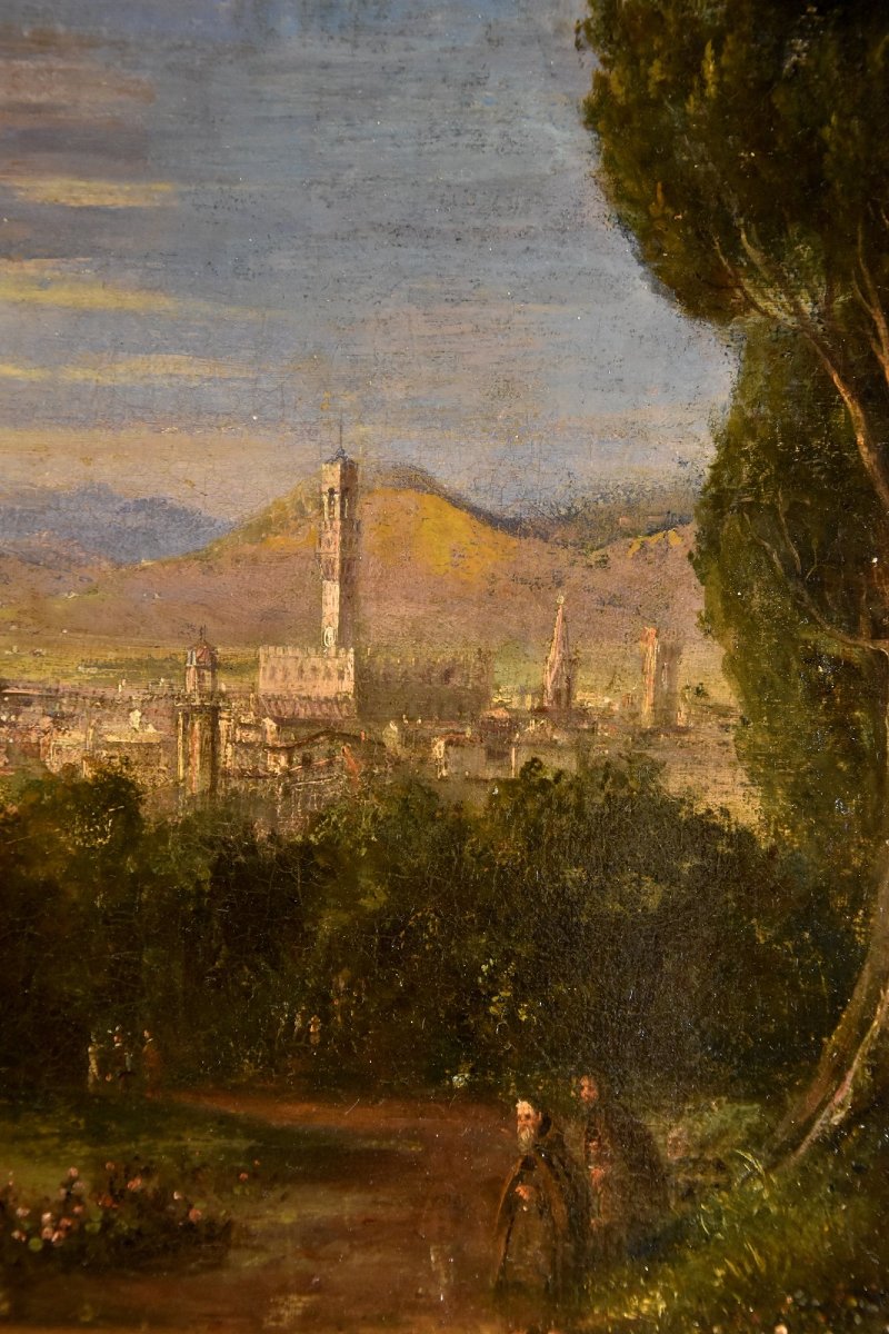 Vue panoramique de Florence, Peintre paysagiste du XVIIIe-XIXe siècle-photo-4