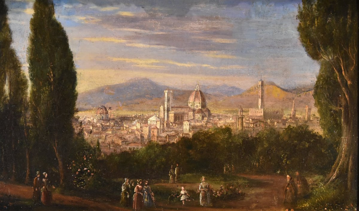 Vue panoramique de Florence, Peintre paysagiste du XVIIIe-XIXe siècle-photo-5