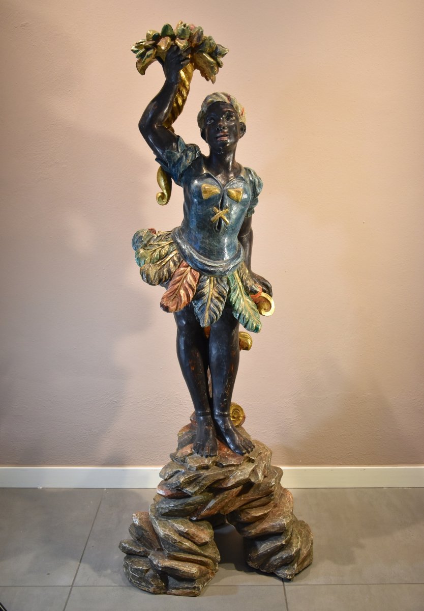 Sculpture Ancienne Maure Vénitien, Venise Début 18e Siècle-photo-4