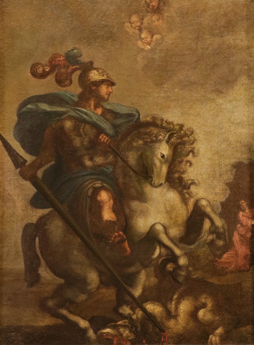 Saint Georges et le dragon, École toscane XVIIe/XVIIIe siècles -photo-2