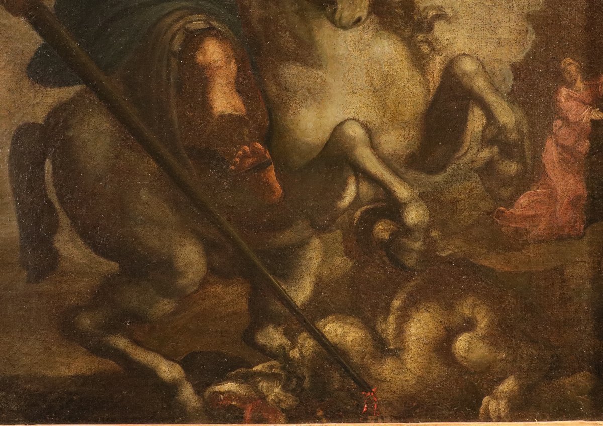 Saint Georges et le dragon, École toscane XVIIe/XVIIIe siècles -photo-1