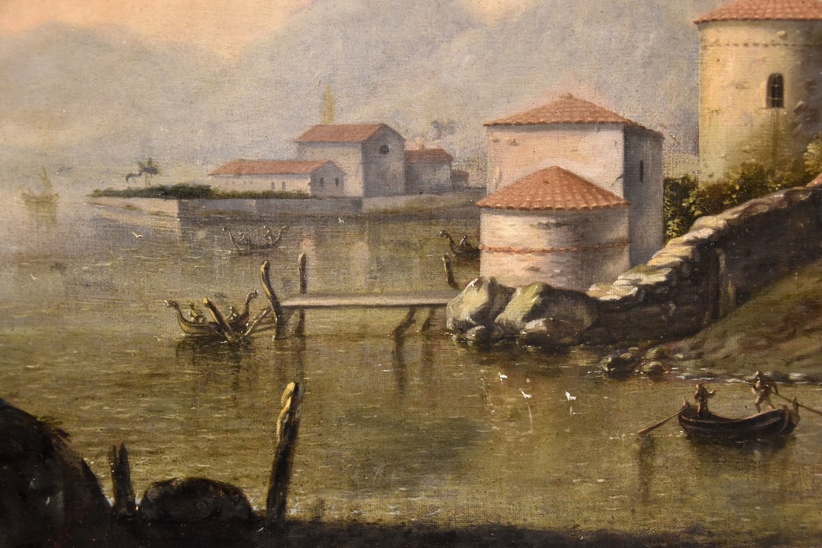 Mediterranean Coastal Landscape, Flemish Painter Active In Italy In The 18th Century-photo-4