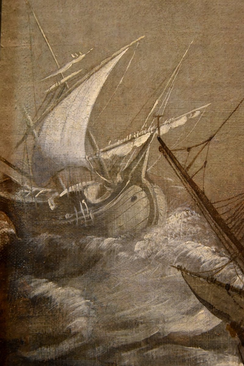 Marine tempétueuse avec navires, Jan Porcellis (Gand, 1584 -1632) attribuable-photo-1