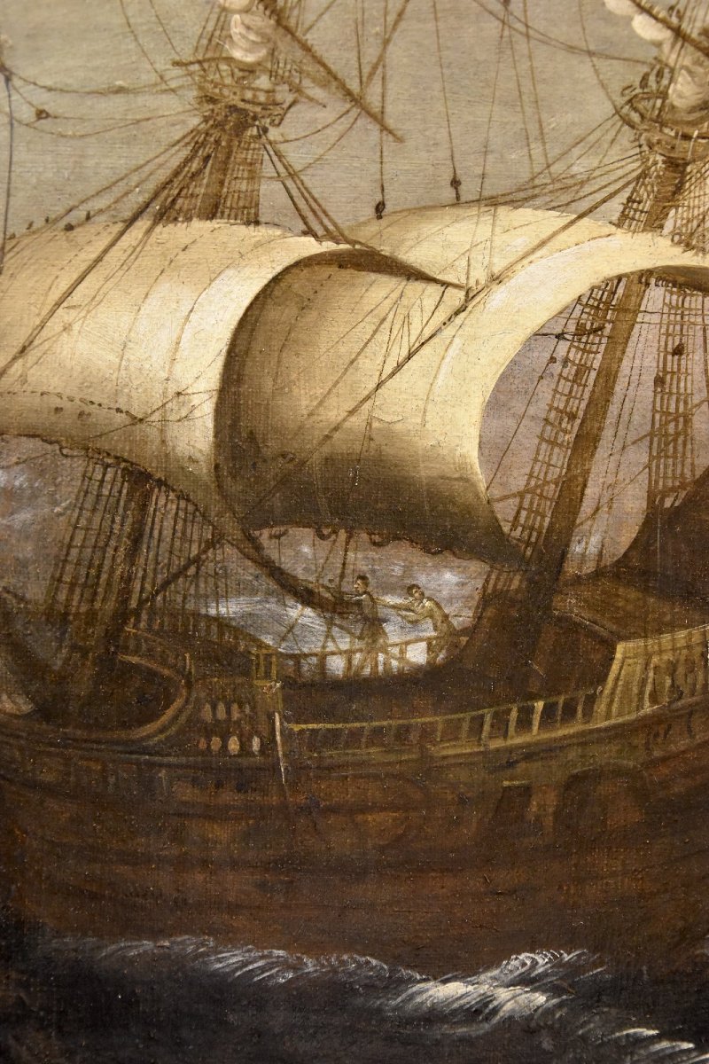 Marine tempétueuse avec navires, Jan Porcellis (Gand, 1584 -1632) attribuable-photo-2