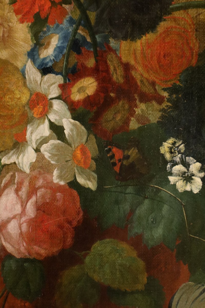 Vase Of Flowers With Butterflies In A Niche, Jan Van Huysum (amsterdam 1682 - 1749)-photo-3