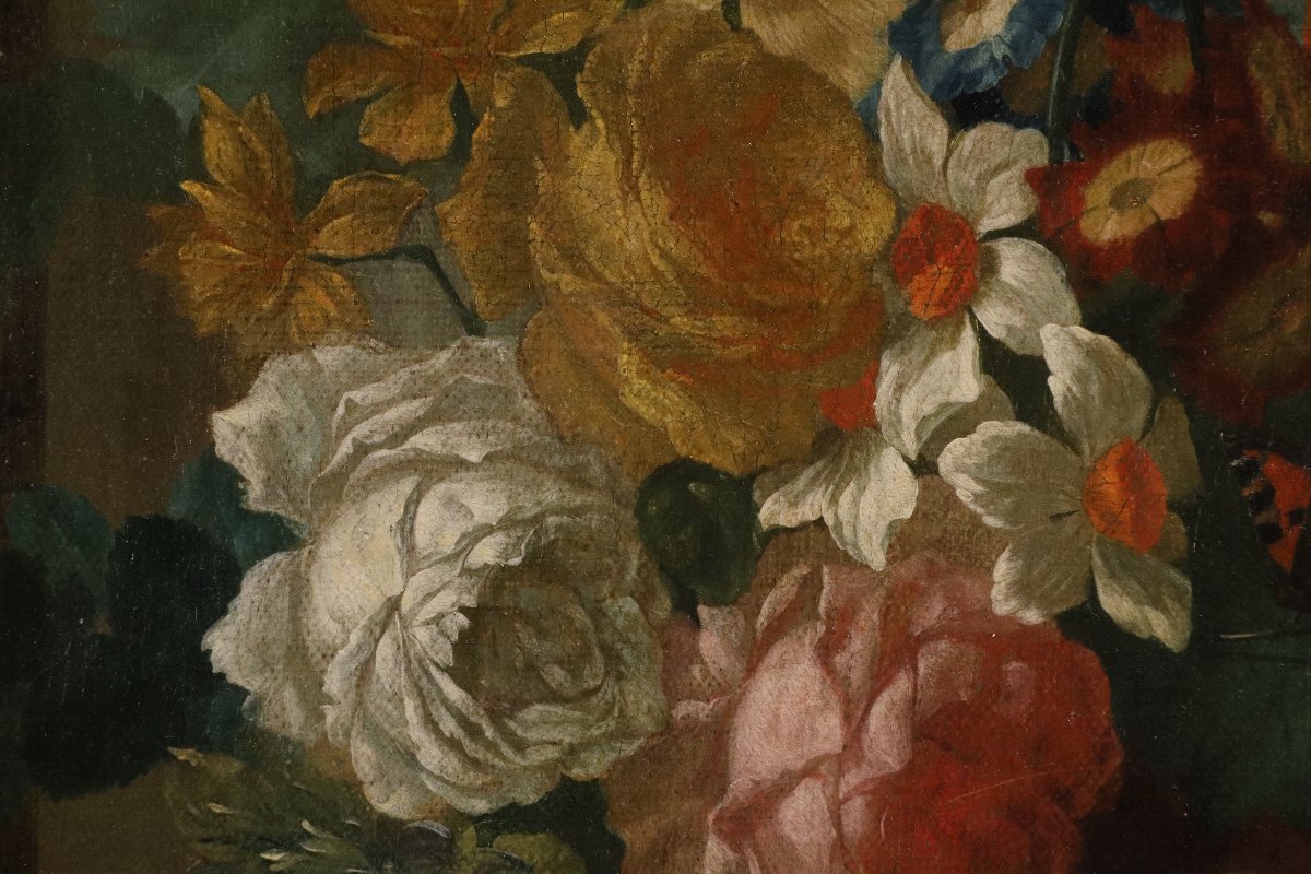 Vase Of Flowers With Butterflies In A Niche, Jan Van Huysum (amsterdam 1682 - 1749)-photo-4