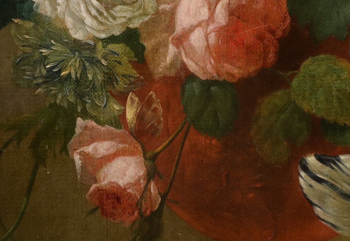 Vase Of Flowers With Butterflies In A Niche, Jan Van Huysum (amsterdam 1682 - 1749)-photo-1