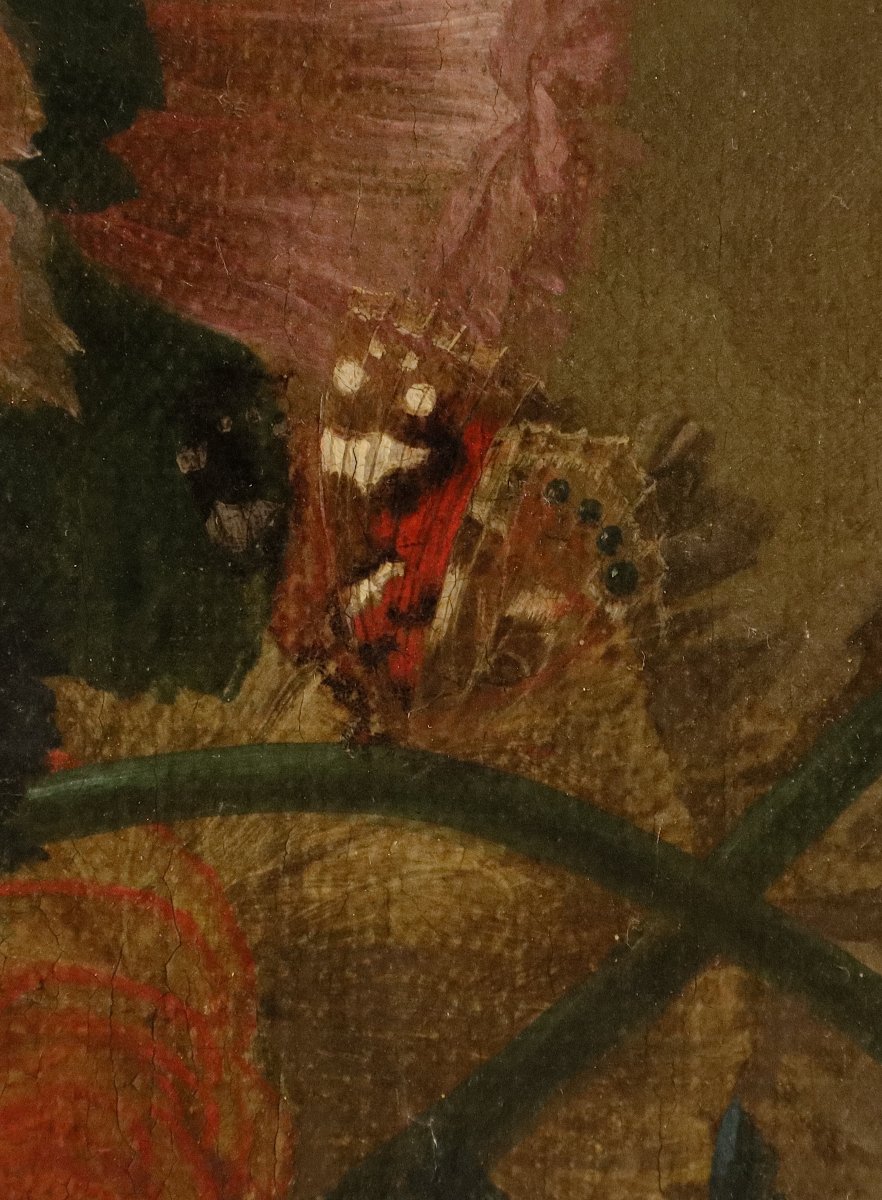 Vase Of Flowers With Butterflies In A Niche, Jan Van Huysum (amsterdam 1682 - 1749)-photo-4