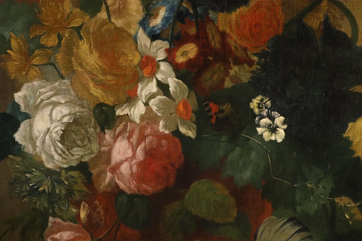 Vase Of Flowers With Butterflies In A Niche, Jan Van Huysum (amsterdam 1682 - 1749)-photo-6
