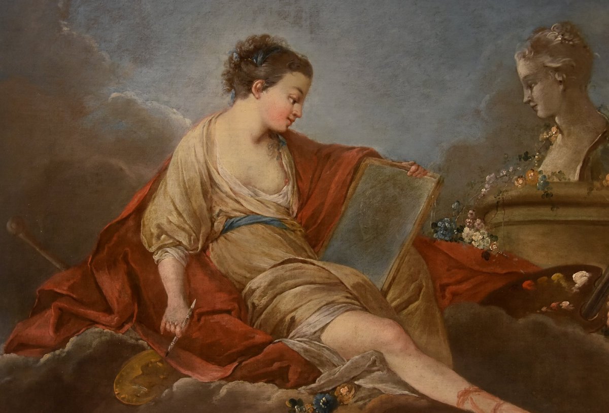 Allegory Of Painting And Drawing, Pierre Charles Trémolières (cholet, 1703 – Paris, 1739)-photo-4