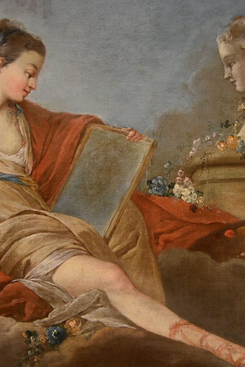 Allegory Of Painting And Drawing, Pierre Charles Trémolières (cholet, 1703 – Paris, 1739)-photo-4