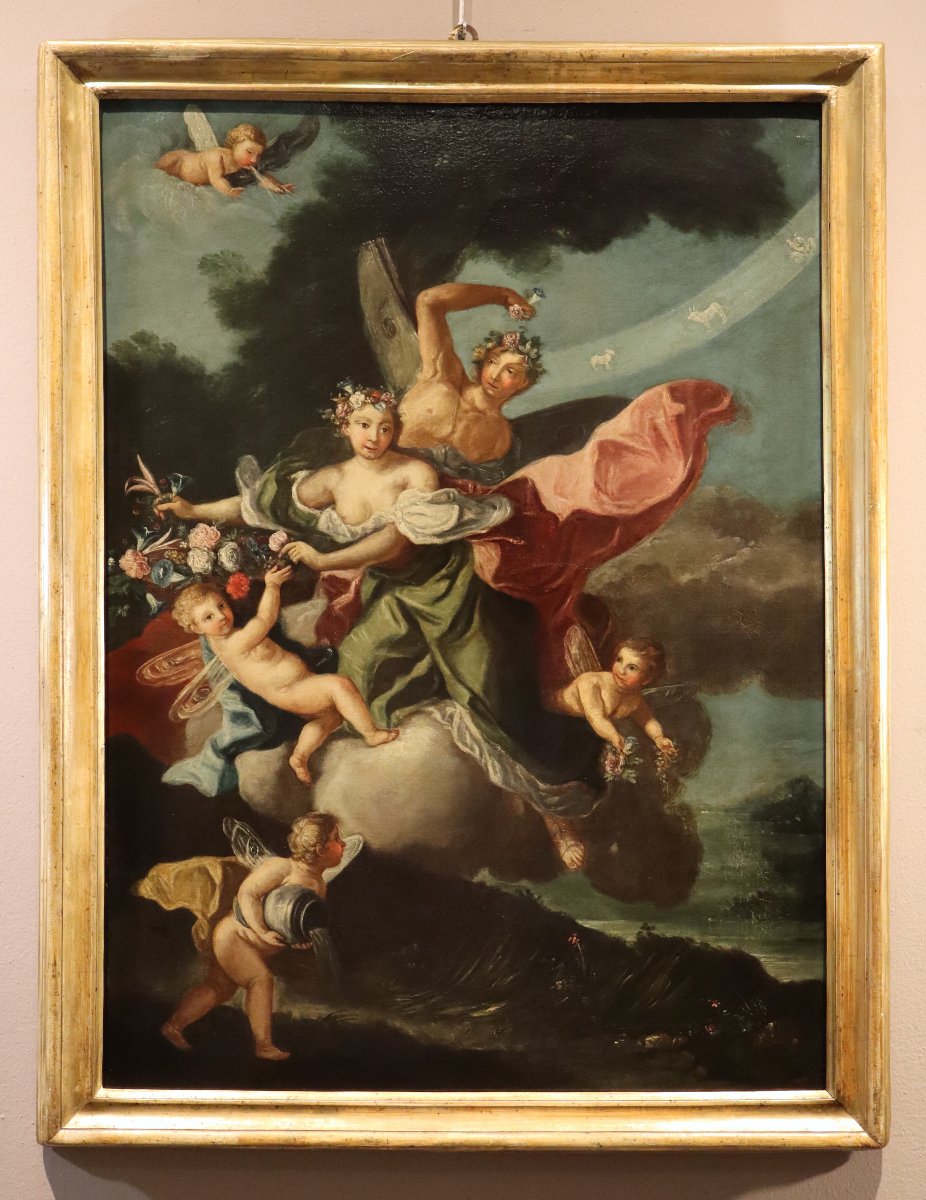 Jacopo Amigoni (Venise, 1682 - Madrid, 1752) Le Triomphe de Flore et de Zéphyr-photo-2