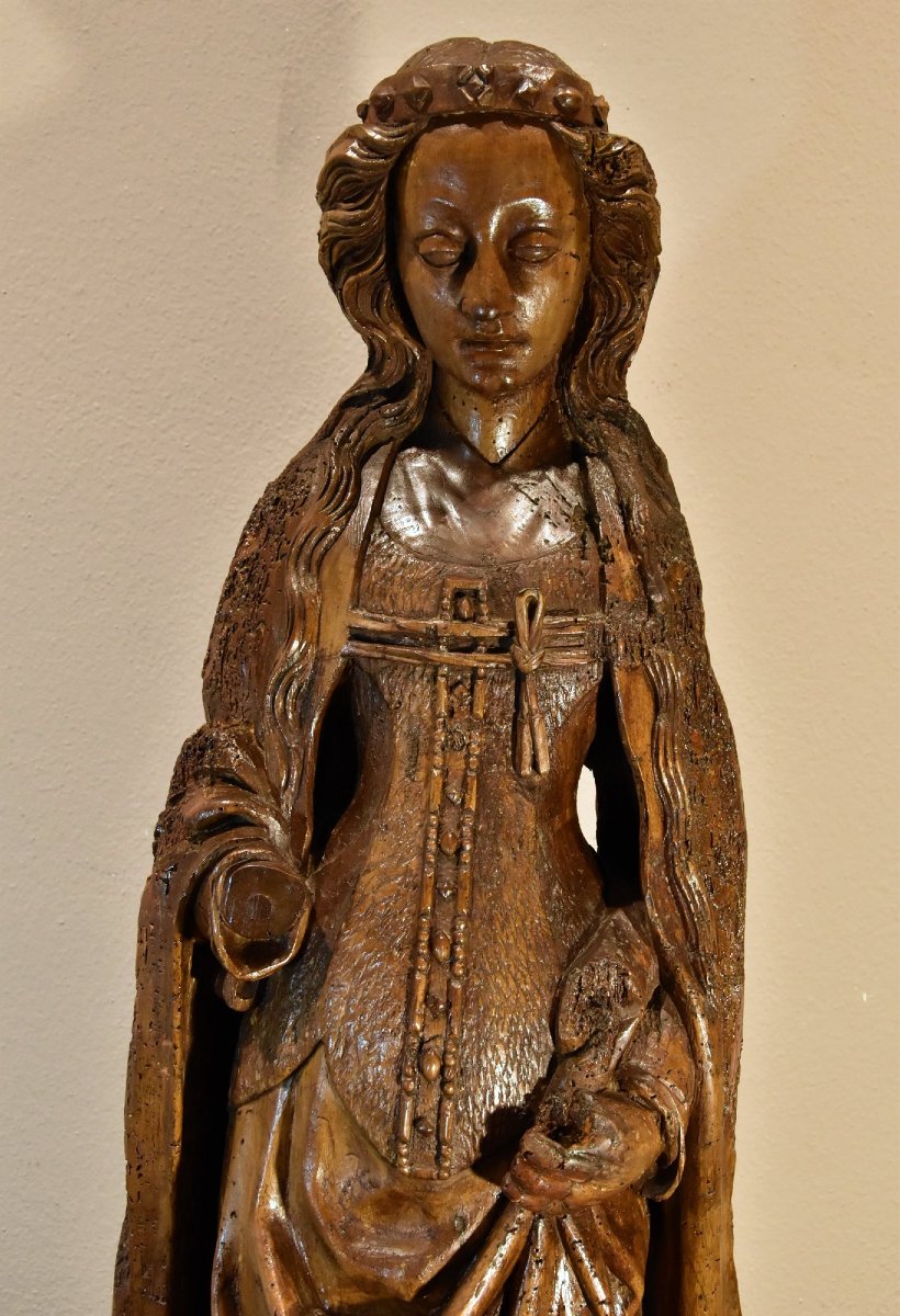Sculpture en bois, Sainte Catherine, Bas-Rhin, vers 1480-photo-2