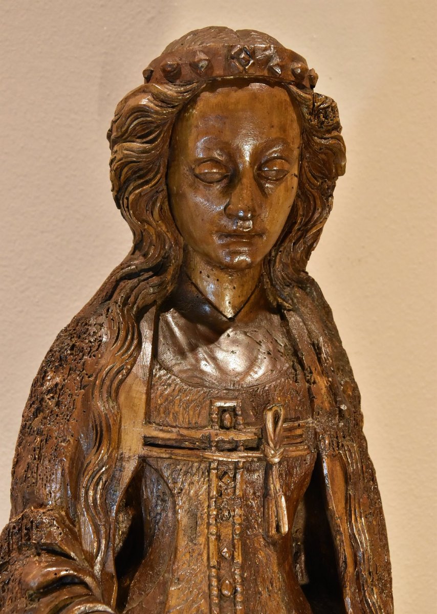 Sculpture en bois, Sainte Catherine, Bas-Rhin, vers 1480-photo-3