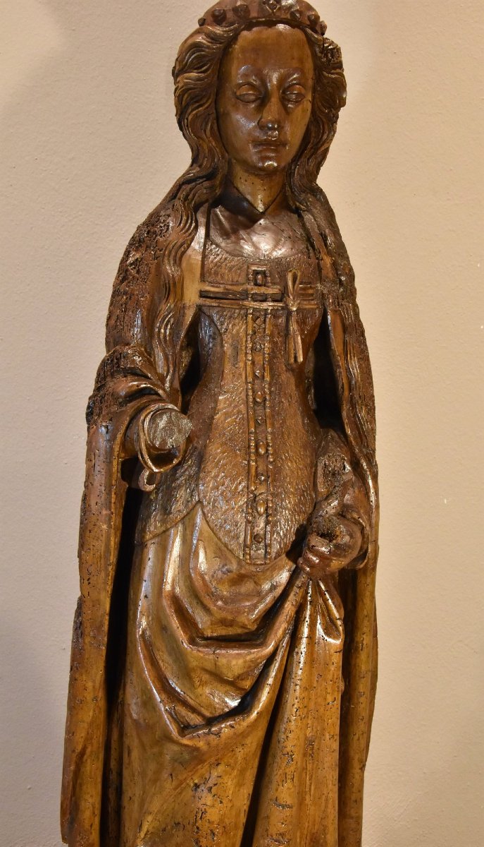 Sculpture en bois, Sainte Catherine, Bas-Rhin, vers 1480-photo-6