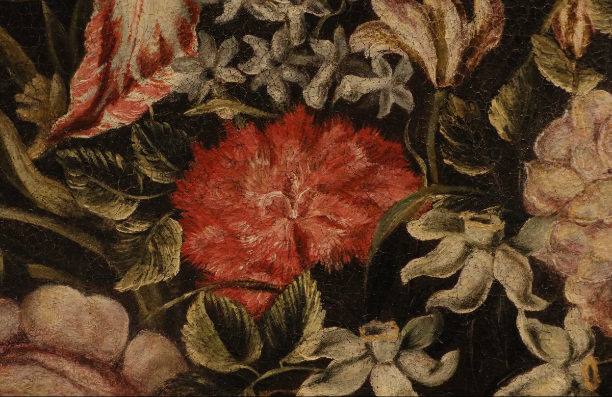 Maître des vases à grotesques (Rome XVIIe siècle), Composition florale-photo-4