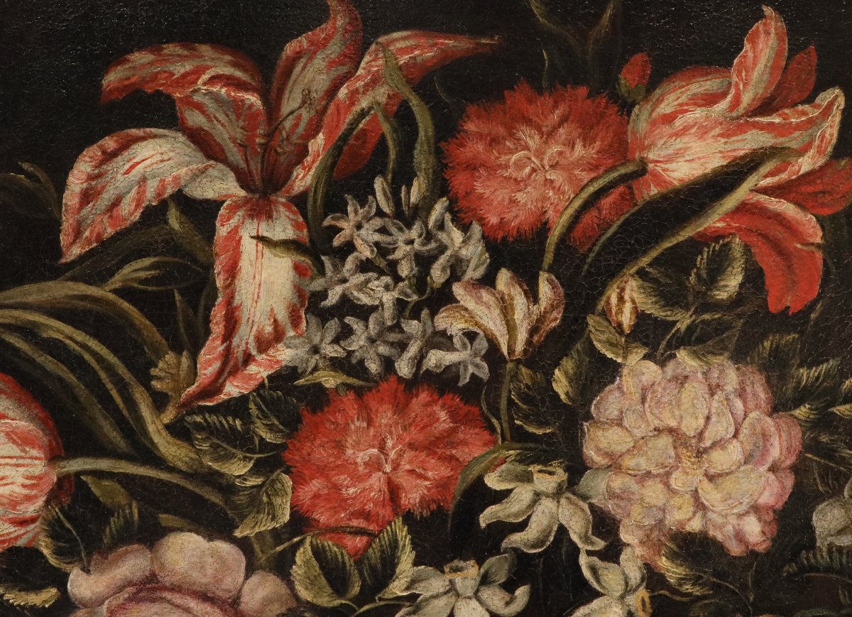 Maître des vases à grotesques (Rome XVIIe siècle), Composition florale-photo-1