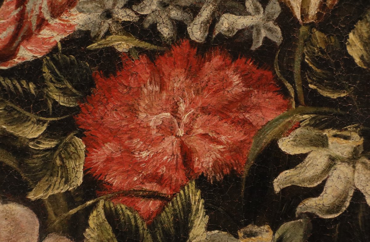 Maître des vases à grotesques (Rome XVIIe siècle), Composition florale-photo-3