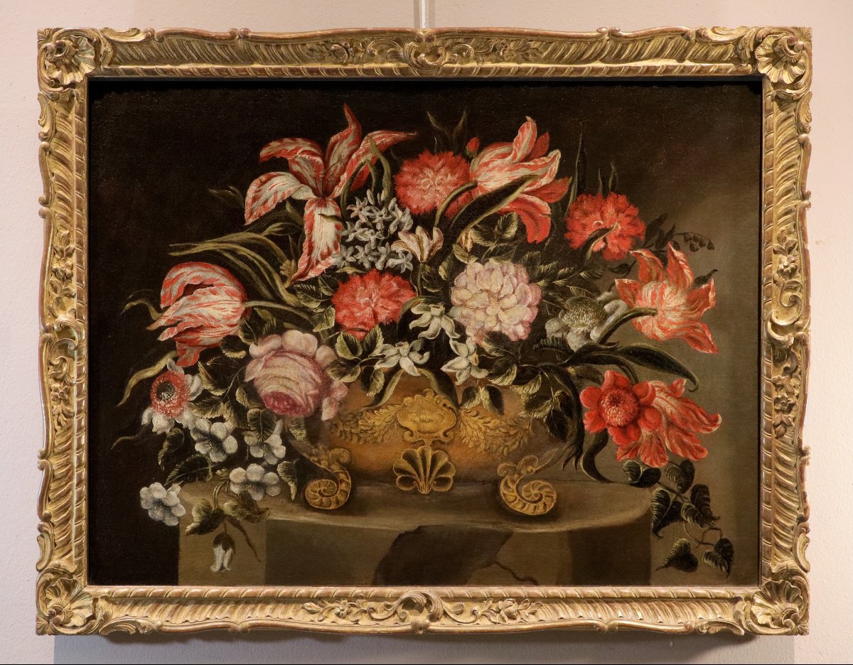Maître des vases à grotesques (Rome XVIIe siècle), Composition florale