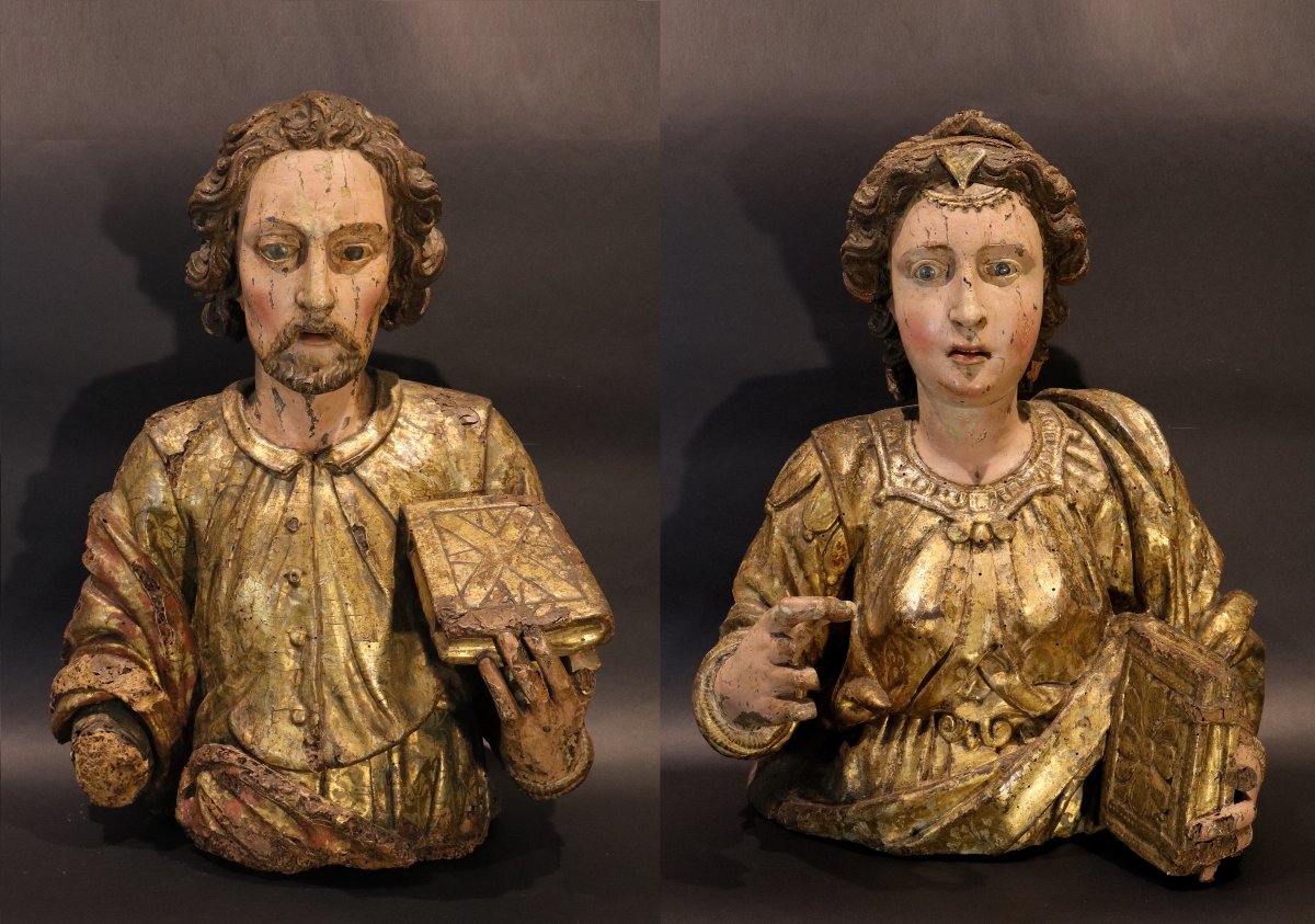 Aniello Stellato (Naples, 1593 – 1648), Jean l’Évangéliste et Catherine d’Alexandrie