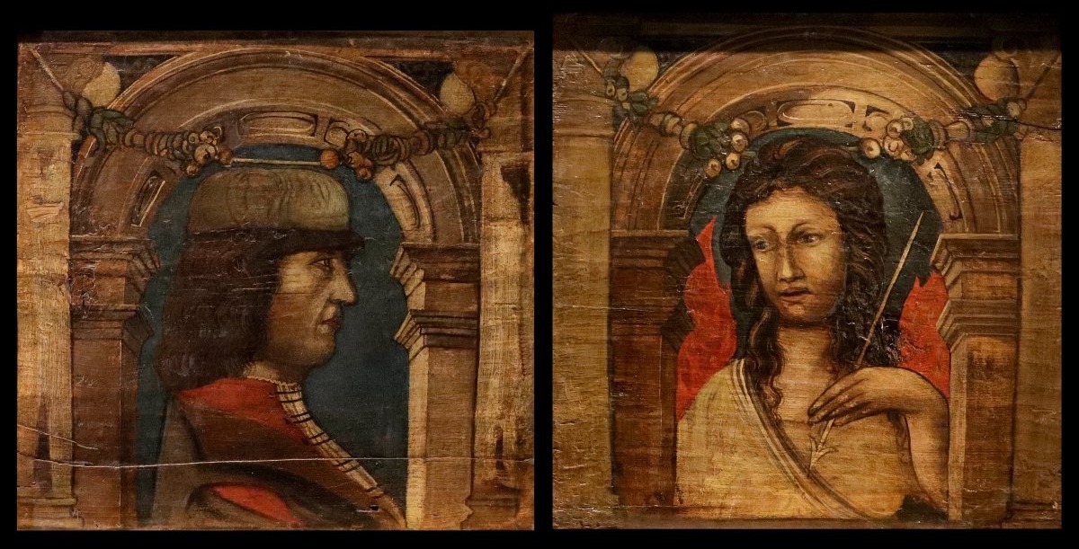 Pair Of Ceiling Panels, Bonifacio Bembo (brescia, 1420 – Milan, 1480), A Follower Of