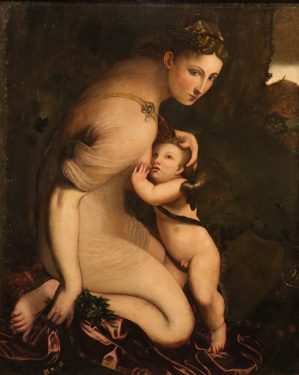 Camillo Boccaccino (Crémone, 1505 – 1546) Disciple  Vénus allaitant Cupidon-photo-2