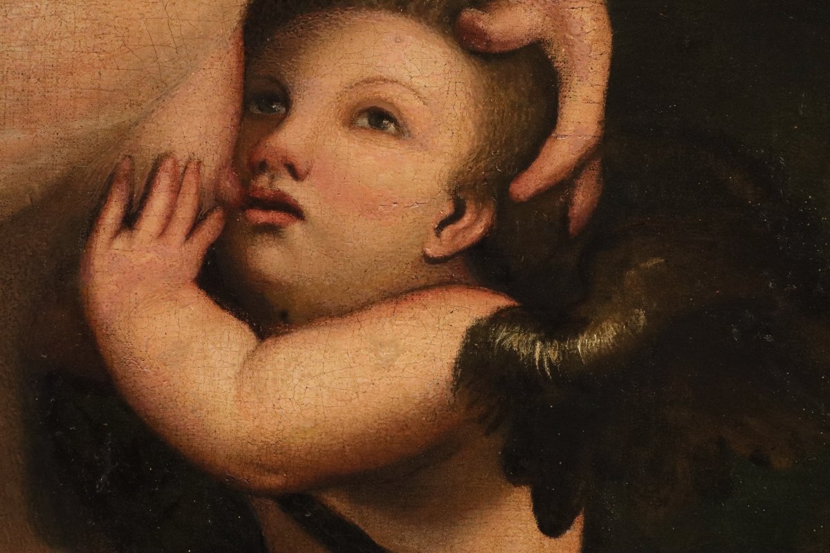 Camillo Boccaccino (Crémone, 1505 – 1546) Disciple  Vénus allaitant Cupidon-photo-4