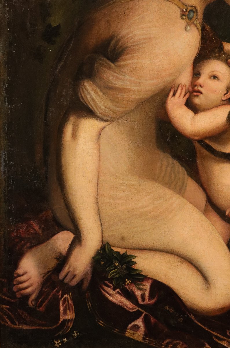 Camillo Boccaccino (Crémone, 1505 – 1546) Disciple  Vénus allaitant Cupidon-photo-3