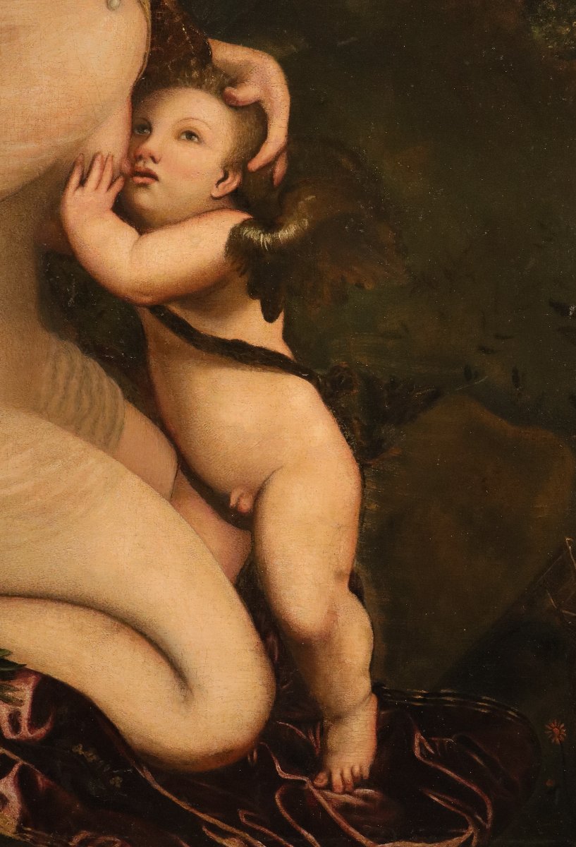Camillo Boccaccino (Crémone, 1505 – 1546) Disciple  Vénus allaitant Cupidon-photo-6