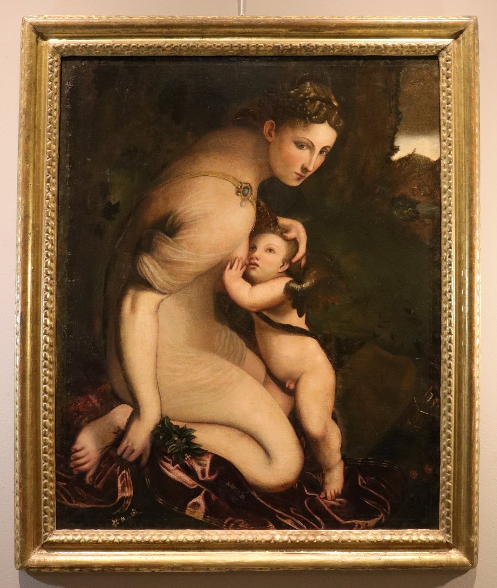Camillo Boccaccino (Crémone, 1505 – 1546) Disciple  Vénus allaitant Cupidon