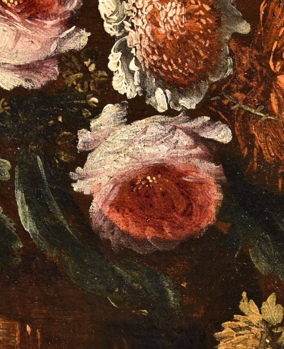 Andrea Scacciati (Florence 1642-1710), Composition De Fleurs Dans Un Vase En Relief (1 De 3)-photo-4