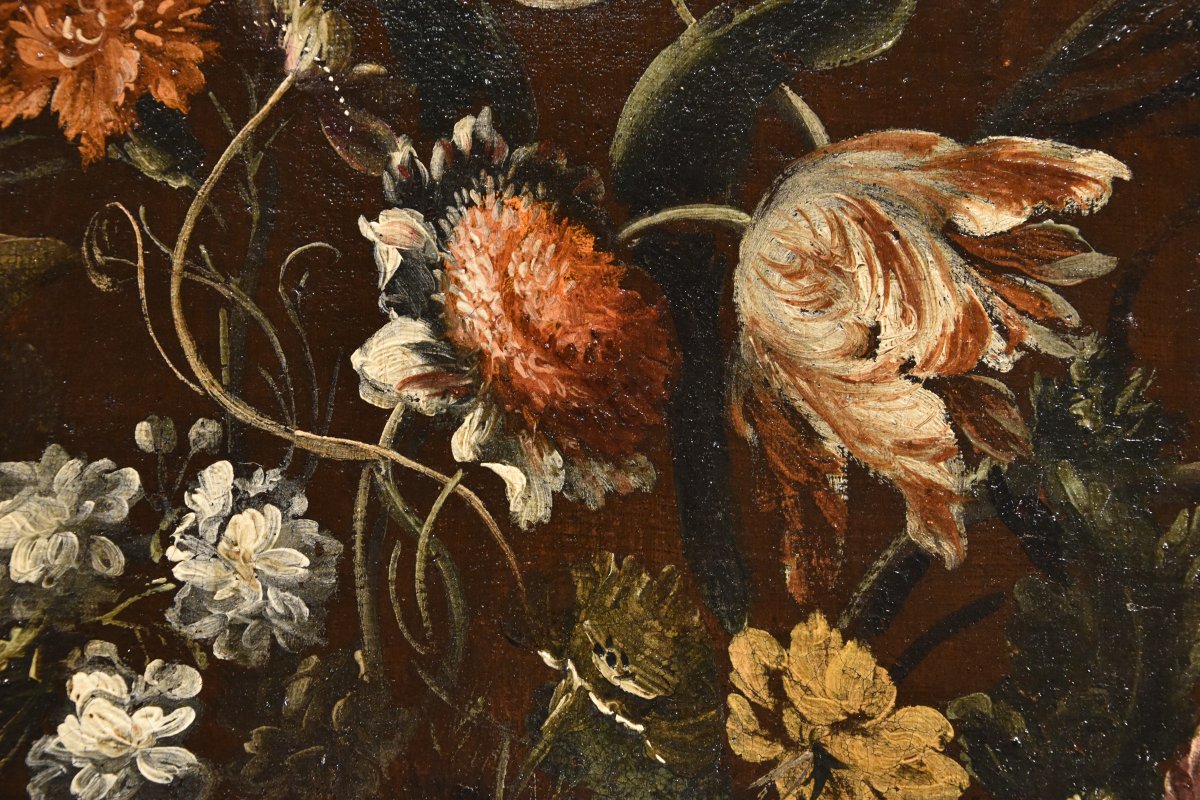 Andrea Scacciati (Florence 1642-1710), Composition De Fleurs Dans Un Vase En Relief (1 De 3)-photo-7
