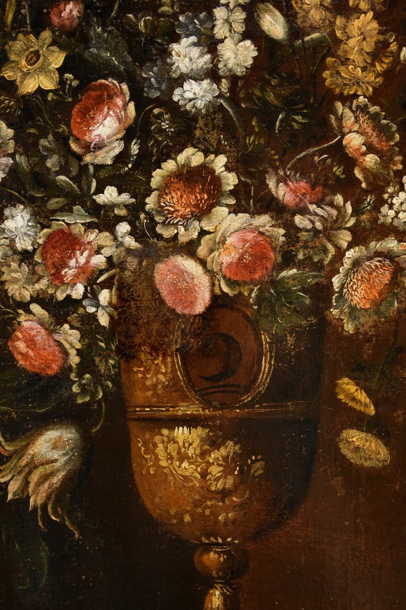 Andrea Scacciati (Florence 1642-1710), Composition De Fleurs Dans Un Vase En Relief (2 De 3)-photo-7