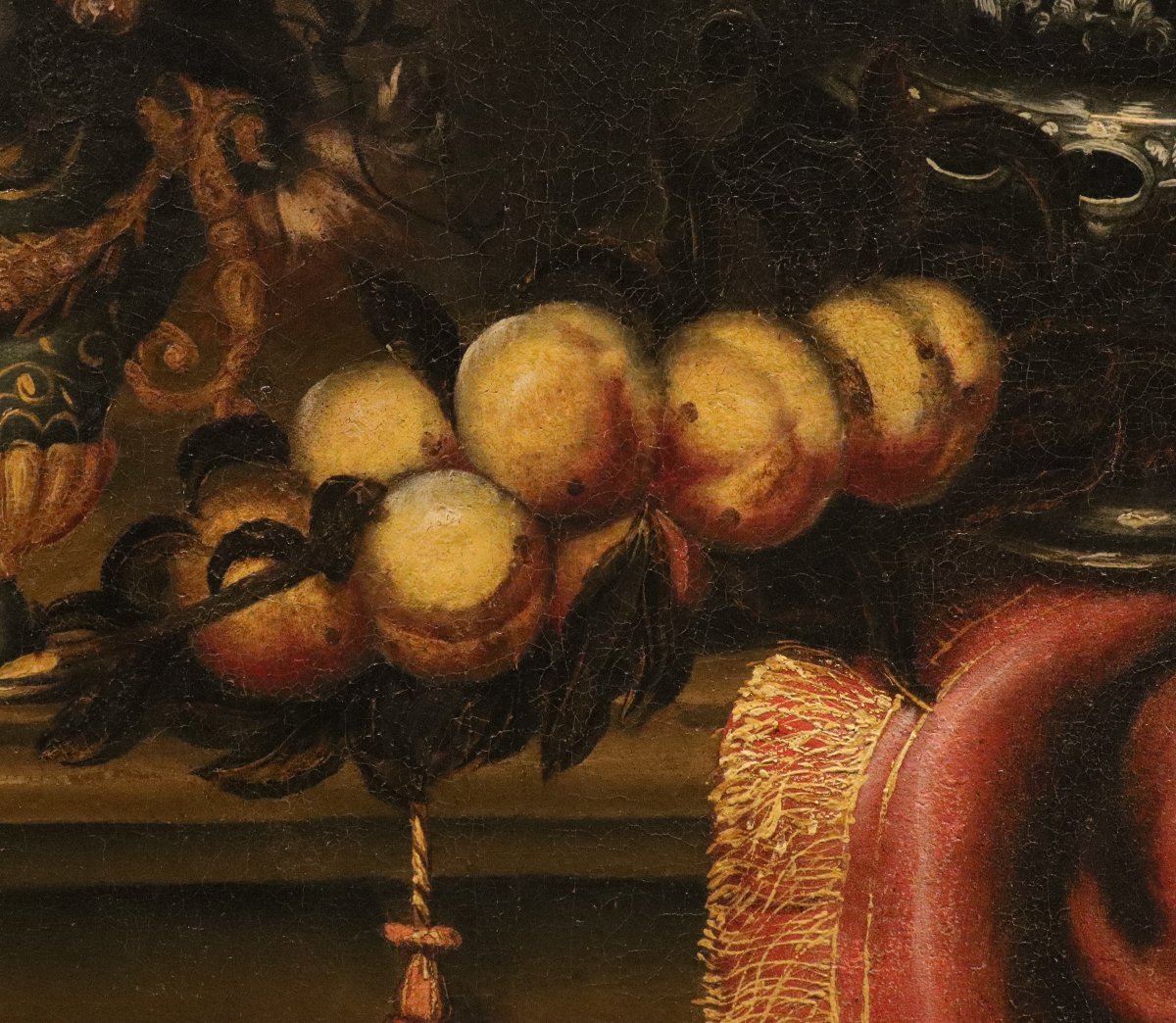 Antonio Tibaldi (Rome 1635 - 1675), Nature morte avec vase de fleurs, fruits et objets précieux-photo-6