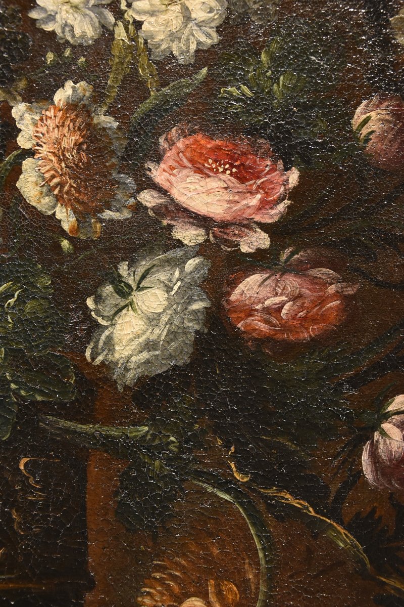 Andrea Scacciati (florence 1642–1710) Flower Arrangement In An Embossed Vase (3 Of 3)-photo-4