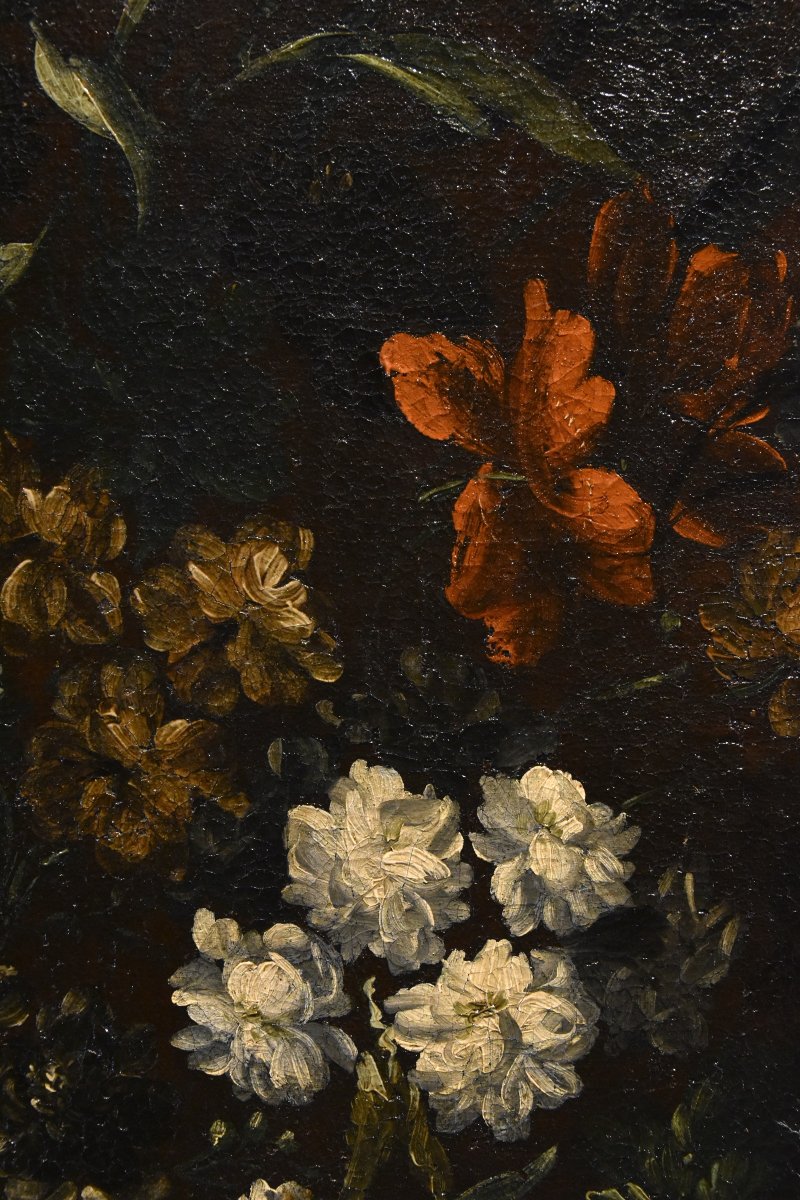 Andrea Scacciati (florence 1642–1710) Flower Arrangement In An Embossed Vase (3 Of 3)-photo-5