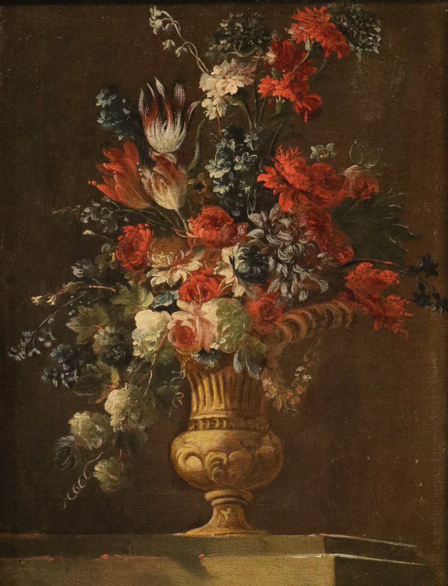 Pair Of Still Lifes With Flowers, Francesco Lavagna (naples, 1684–1724)-photo-2